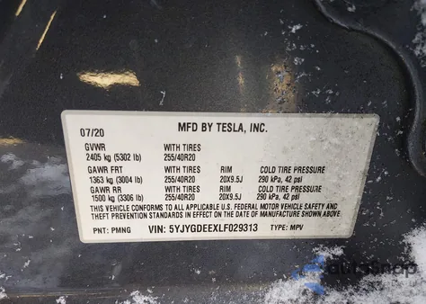 2020 Tesla Model Y Long Range Dual Motor All-Wheel Drive из США, поврежденный, VIN 5YJYGDEEXLF029313